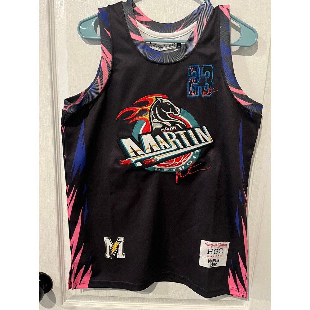 Martin Detroit Basketball Jersey XS Headgear Classics Black 23 NWT 90s Style